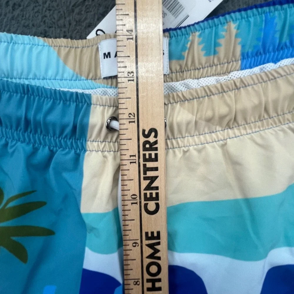 MAVRANS Mens Moroccan Swim Shorts XXL Blue Print Elastic‎ Waist Drawstring NEW